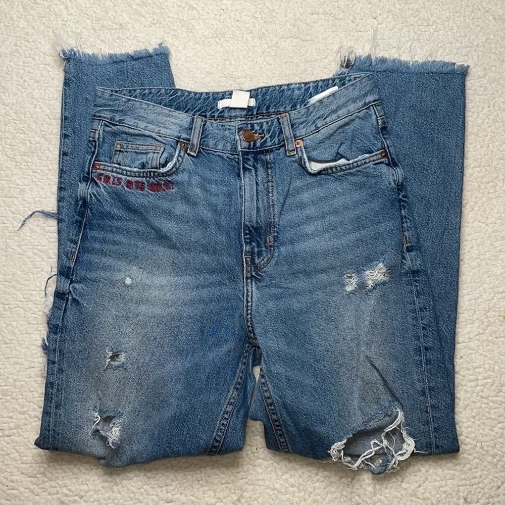 H&M Denim Jeans Distressed Ripped In style Size 6 - Picture 4 of 10
